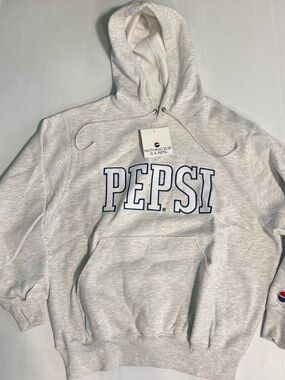 VTG Pepsi Casual Pullover Spell Out Hoodie Sweatshirt Mens Size XL Made In Macau